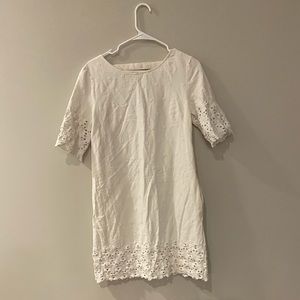 Whistles Cream Embroidered Dress with Detailing